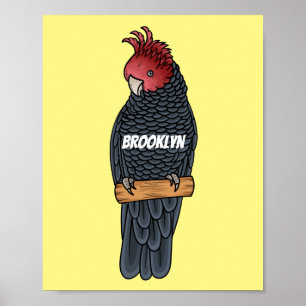 Gang gang cockatoo bird cartoon illustration  poster