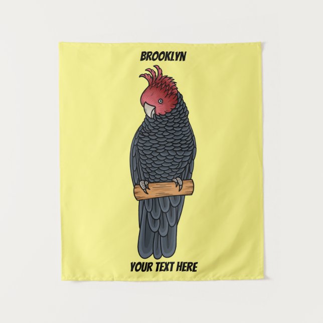Gang gang cockatoo bird cartoon illustration tapestry (Front)