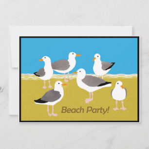 Gang of Seagulls at the Beach Party Invitation