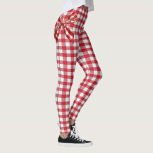 Gangnam Style Plaid Leggings with Cute Bow Detail