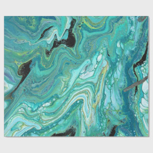 Gangs Back 1 Liquid Green Abstract Wrapping Paper