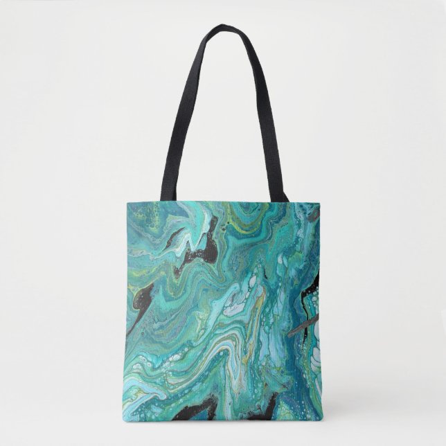 Gangs Back 1 Soothing Blue Green Abstract Tote Bag (Front)