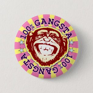 Gangsta 100% Funny Funky Monkey Badge