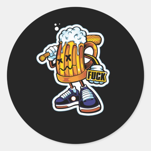 Gangsta Beer Classic Round Sticker (Front)