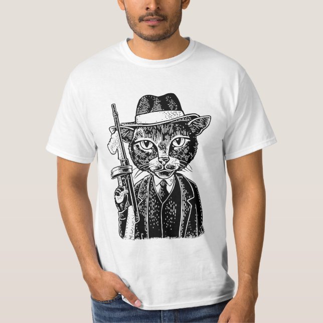 Gangsta cat gun  T-Shirt (Front)