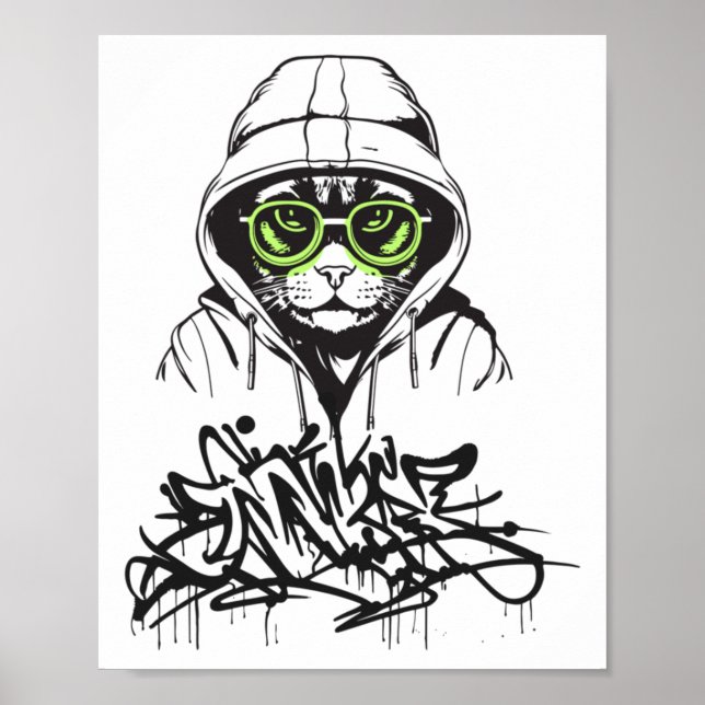 Gangsta Cat Sticker  Poster (Front)