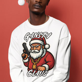 Gangsta Claus with gun Tri-Blend Shirt