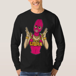 Gangsta Girl Libra Masked Gangster Woman With Gold T-Shirt