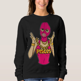 Gangsta Girl Pisces Masked Gangster Woman With Gol Sweatshirt