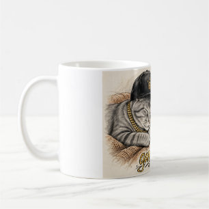 Gangsta Nap — Sleeping Rapper Cats, Gold Chains Coffee Mug