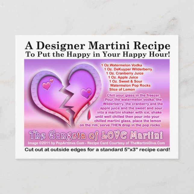 Gangsta of Love Valentines Day Martini Recipe Card (Front)