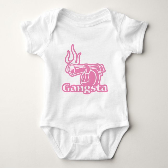 Gangsta - Pink Gangster Gun Baby Bodysuit (Front)