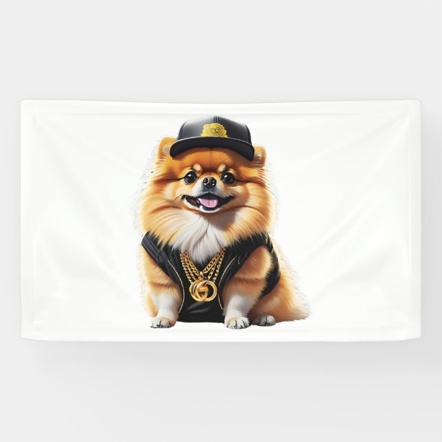 Gangsta Pomeranian - Hip Hop Dog Swag Banner (Horizontal)