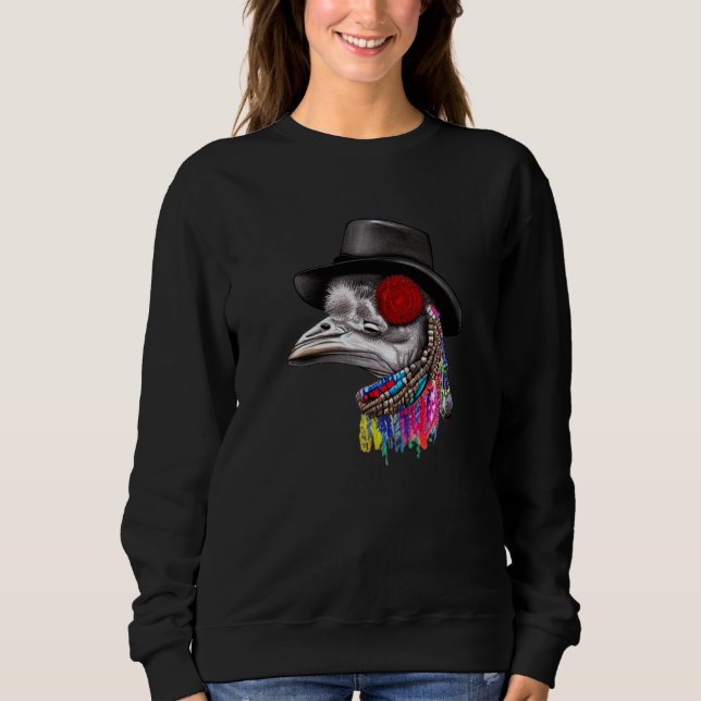 Gangsta Rap Ostrich Hat Necklaces  Animal Festival Sweatshirt (Front)