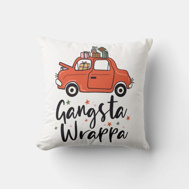 Gangsta Wrappa Funny Christmas Cushion (Front)