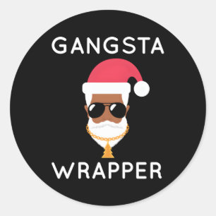 Gangsta Wrapper African American Santa Claus Classic Round Sticker