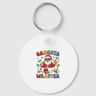 Gangsta Wrapper Christmas Santa Microphone Money Key Ring