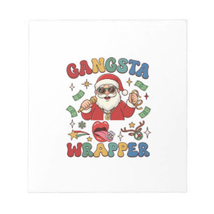 Gangsta Wrapper Christmas Santa Microphone Money Notepad