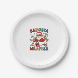 Gangsta Wrapper Christmas Santa Microphone Money Paper Plate