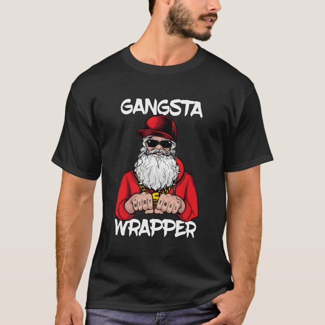 Gangsta Wrapper Christmas Santa T-Shirt (Front)
