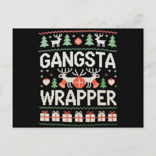 Gangsta Wrapper Christmas Ugly Sweater Xmas Postcard