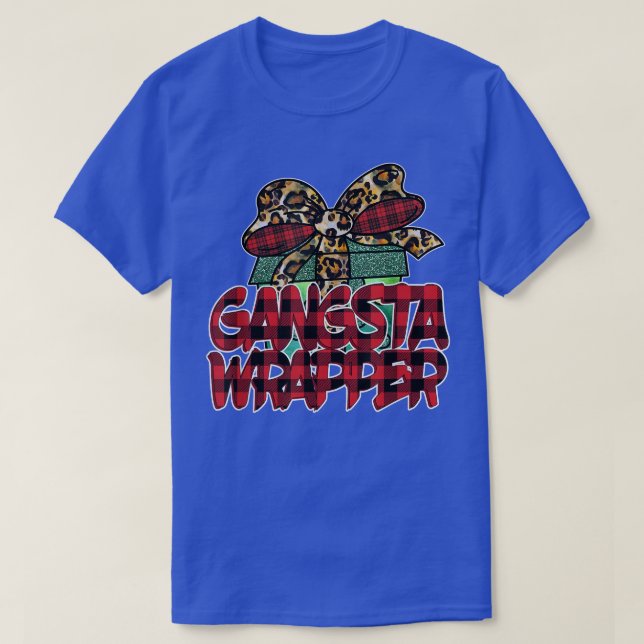 Gangsta Wrapper Funny Christmas Design with Buffal T-Shirt (Design Front)