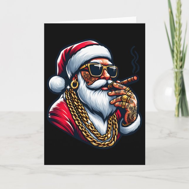 Gangsta Wrapper Funny Cool Santa Gangster Pajama C Card (Front)