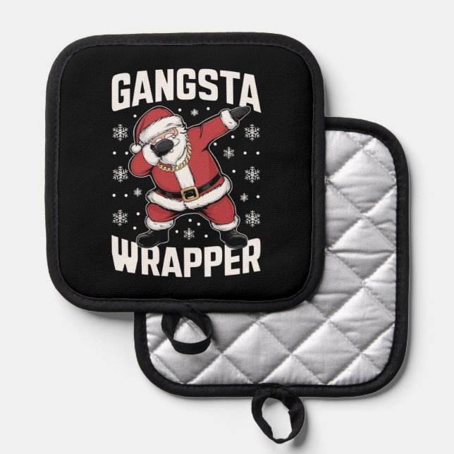 Gangsta Wrapper Funny Dabbing Santa Christmas Pot Holder (Front/Back)