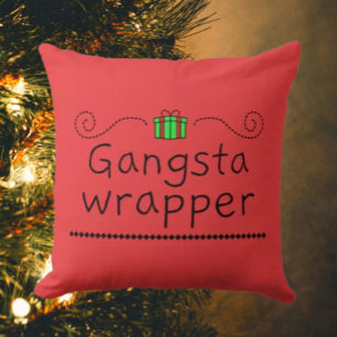 Gangsta Wrapper Holiday Throw Pillow
