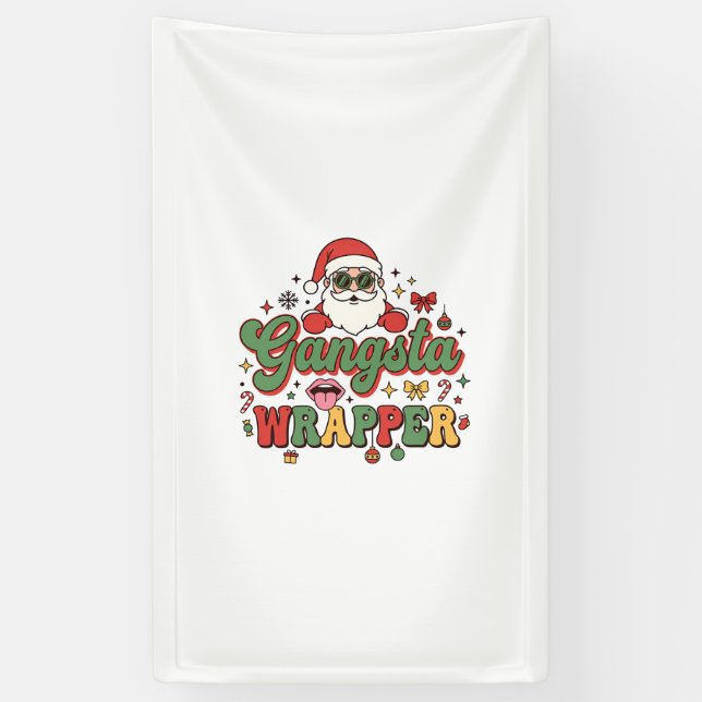 Gangsta Wrapper Santa Christmas Banner (Vertical)