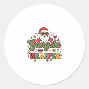 Gangsta Wrapper Santa Christmas Classic Round Sticker