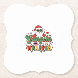 Gangsta Wrapper Santa Christmas Paper Coaster