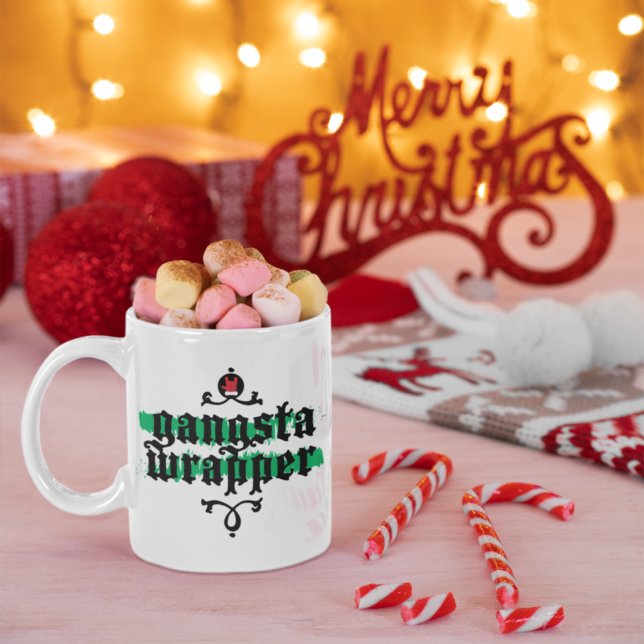 Gangsta Wrapper with Name Green Red Two-Tone Coffee Mug (Creator Uploaded)
