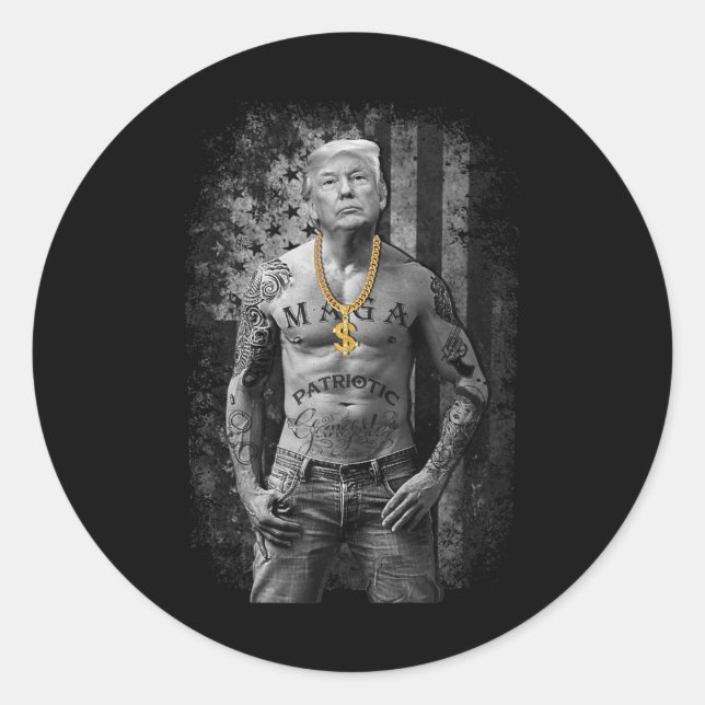 Gangster Anti Liberal Pro Trump Republican Premium Classic Round Sticker (Front)