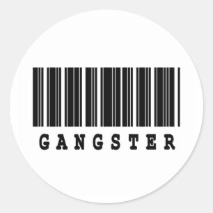 gangster barcode design classic round sticker