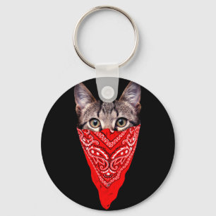 Gangster cat hood key ring