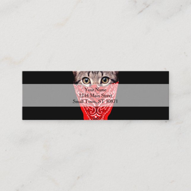 Gangster cat hood mini business card (Front)