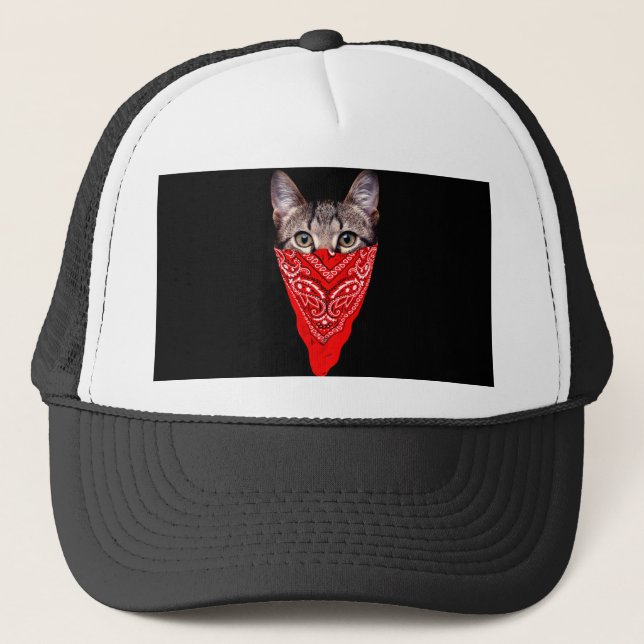 Gangster cat hood trucker hat (Front)