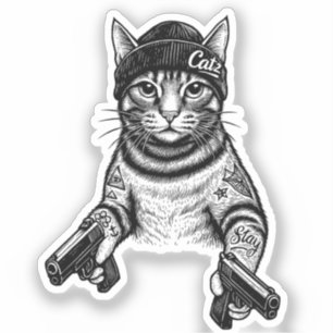 Gangster Cat Tattoo Art Cool Streetwear Kitty
