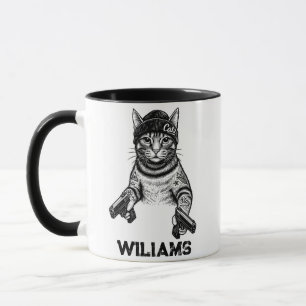 Gangster Cat Tattoo Art   Cool Streetwear Kitty Mug