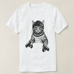 Gangster Cat Tattoo Art Cool Streetwear Kitty T-Shirt
