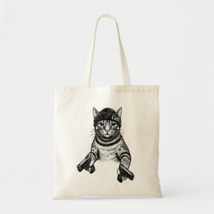 Gangster Cat Tattoo Art   Cool Streetwear Kitty Tote Bag