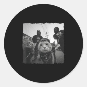 Gangster Cats Streetwear Cool Cat Motif Funny Classic Round Sticker