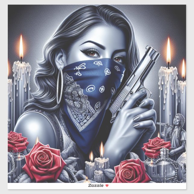 Gangster Girl Hip Hop chicano art Design (Sheet)