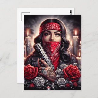 Gangster Girl Hip Hop chicano art graphic Postcard