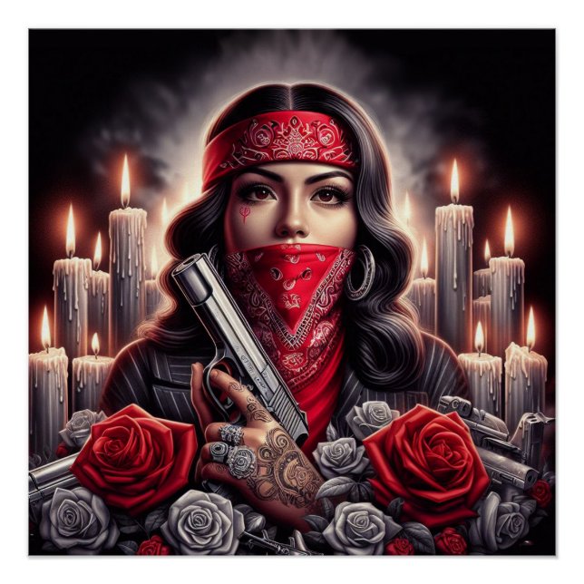 Gangster Girl Hip Hop chicano art graphic Poster (Front)