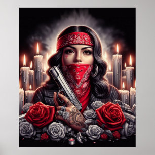 Gangster Girl Hip Hop chicano art graphic Poster