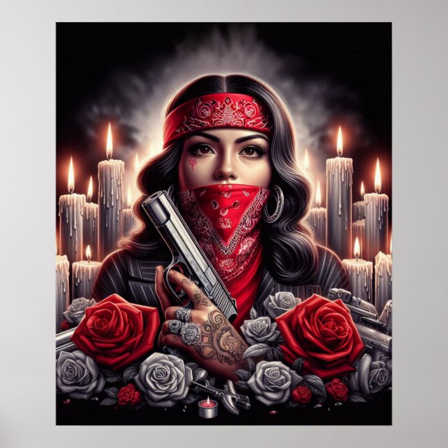 Gangster Girl Hip Hop chicano art graphic Poster (Front)
