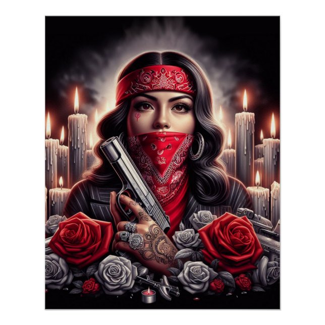 Gangster Girl Hip Hop chicano art graphic Poster (Front)