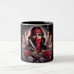 Gangster Girl Hip Hop chicano art graphic Two-Tone Coffee Mug